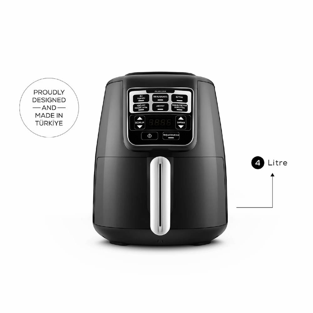 Karaca Air Pro Cook XL 2 in 1 Konuşan Airfryer Black Chrome