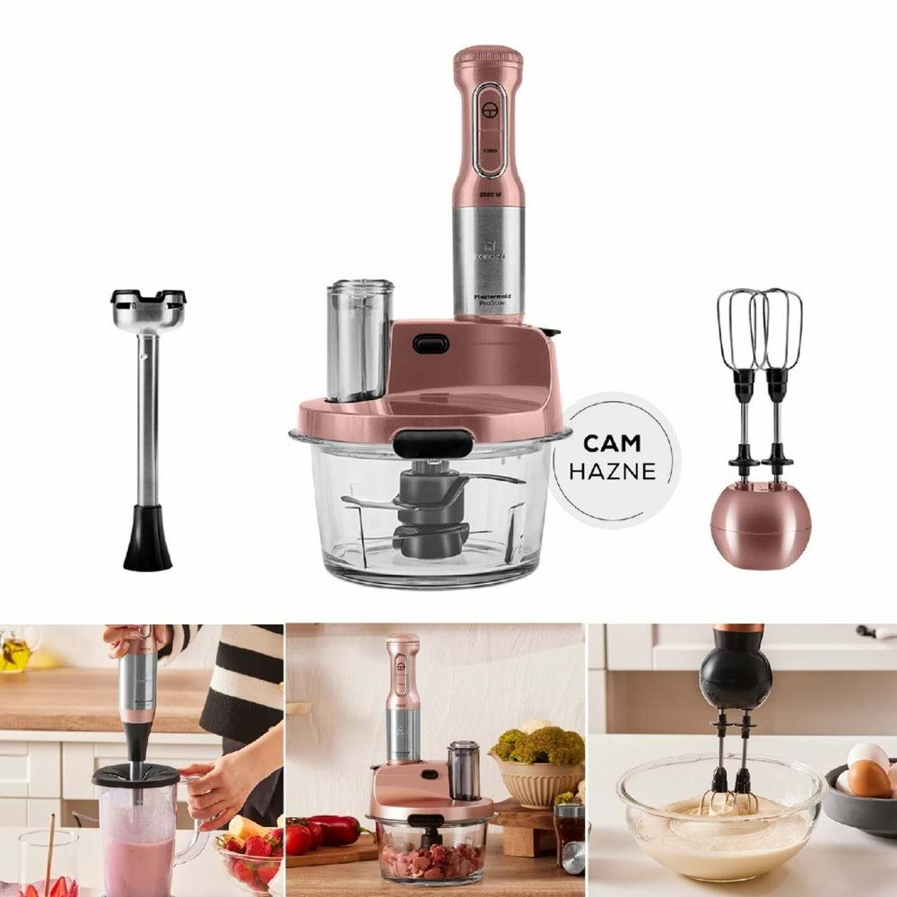 Karaca Mastermaid Prosteel Cam Mutfak Robotu Uzun Blender Ayaklı 6 Bıçaklı 2500 W Black Copper