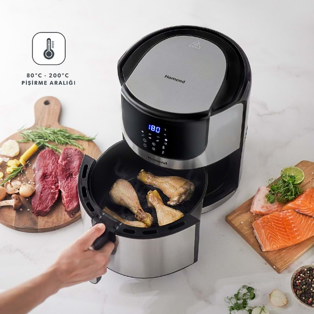 Homend Airfryday 2502h 8 Farklı Program, Dokunmatik Ekran, 5l Airfryer