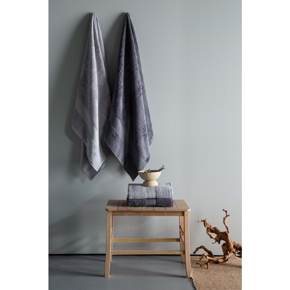 90x150 4LU HAVLU SETI LOTUS GRI-ANTRASIT - BANYO SETİ
