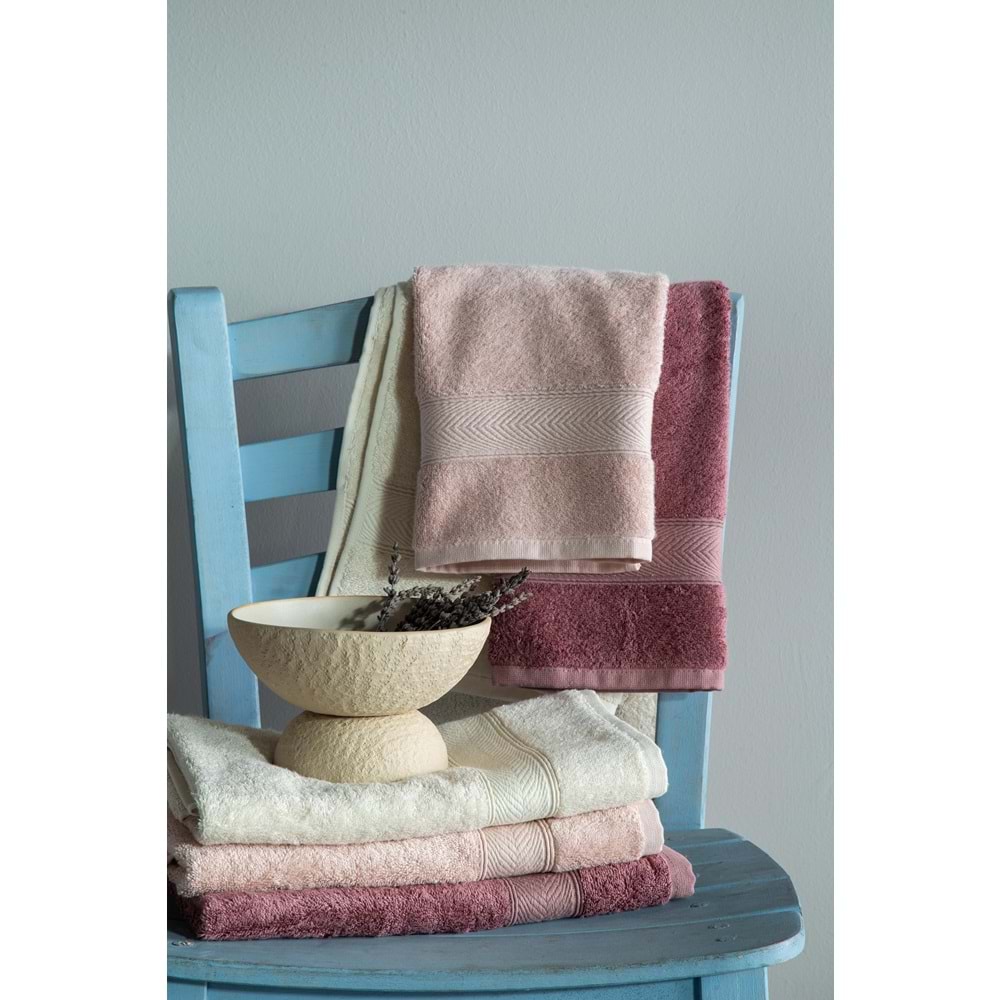50x90 HAVLU SETI LOTUS EKRU-BLUSH-GUL KURUSU - BANYO SETİ