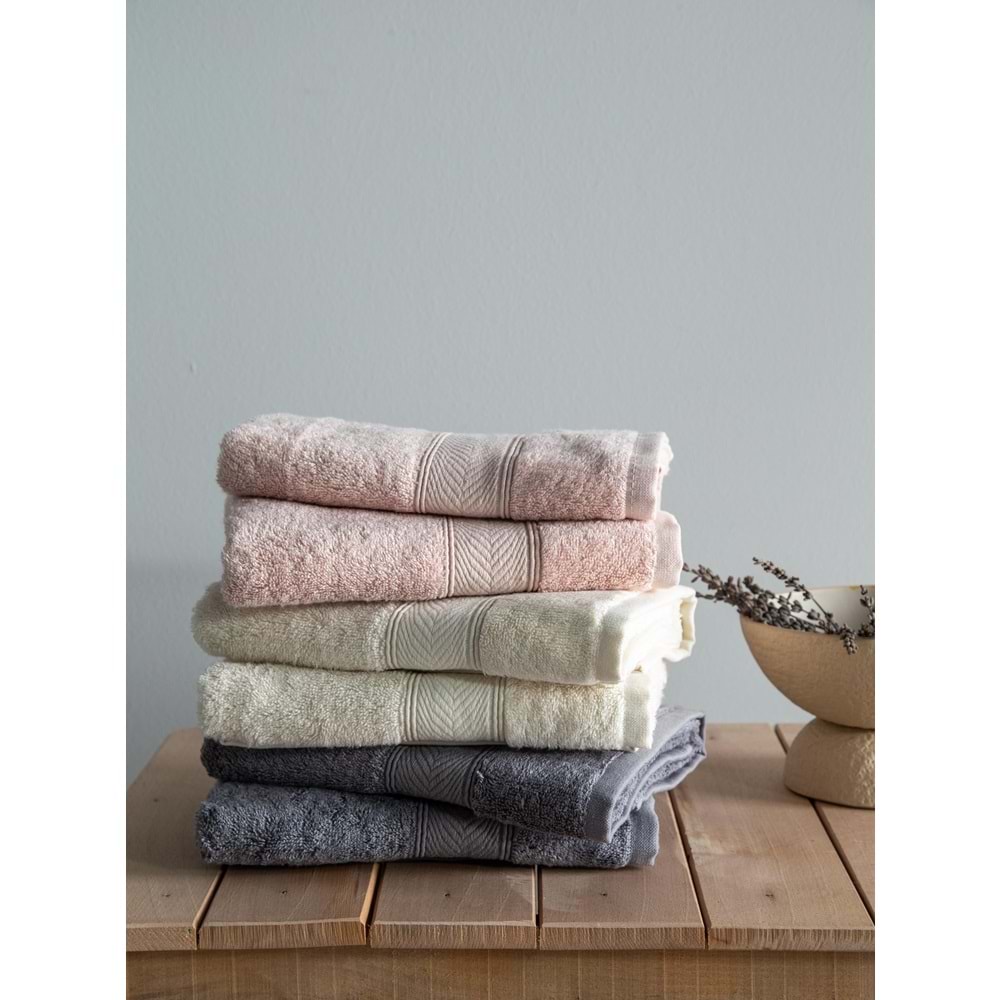 50x90 HAVLU SETI LOTUS EKRU-BLUSH-KOYU GRI - BANYO SETİ