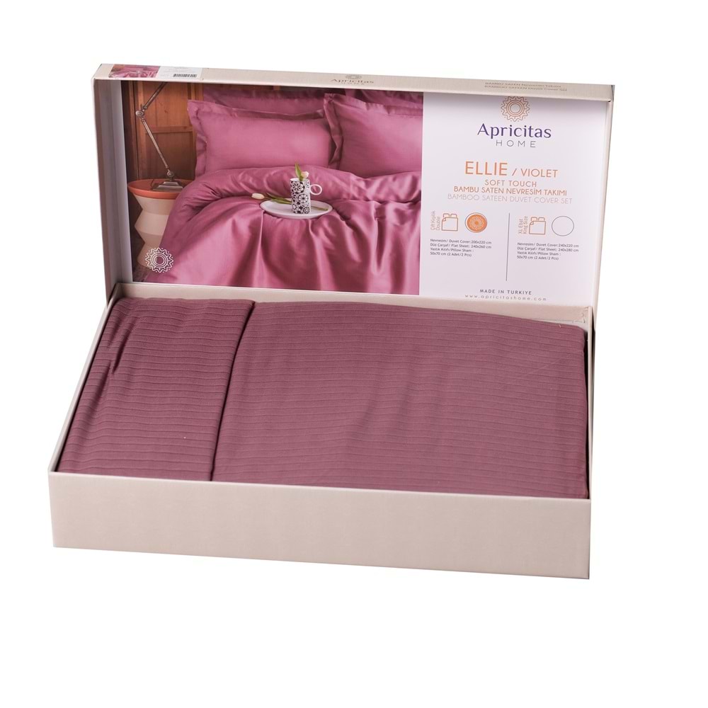 Apricitas Ellie Violet Bambu Çift Kişilik King Size Nevresim Takımı
