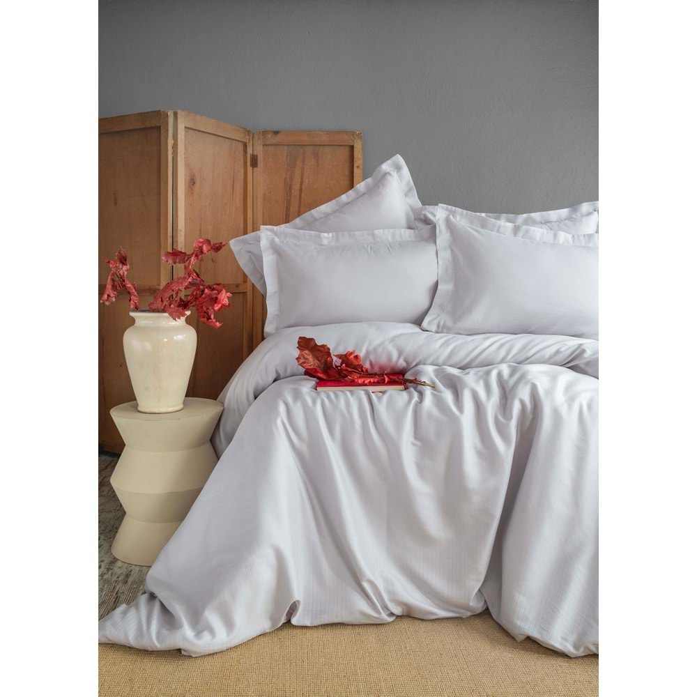 Apricitas Home Ellie Gray Cift Kisilik 100 Bambu Pamuk Saten Nevresim Takimi