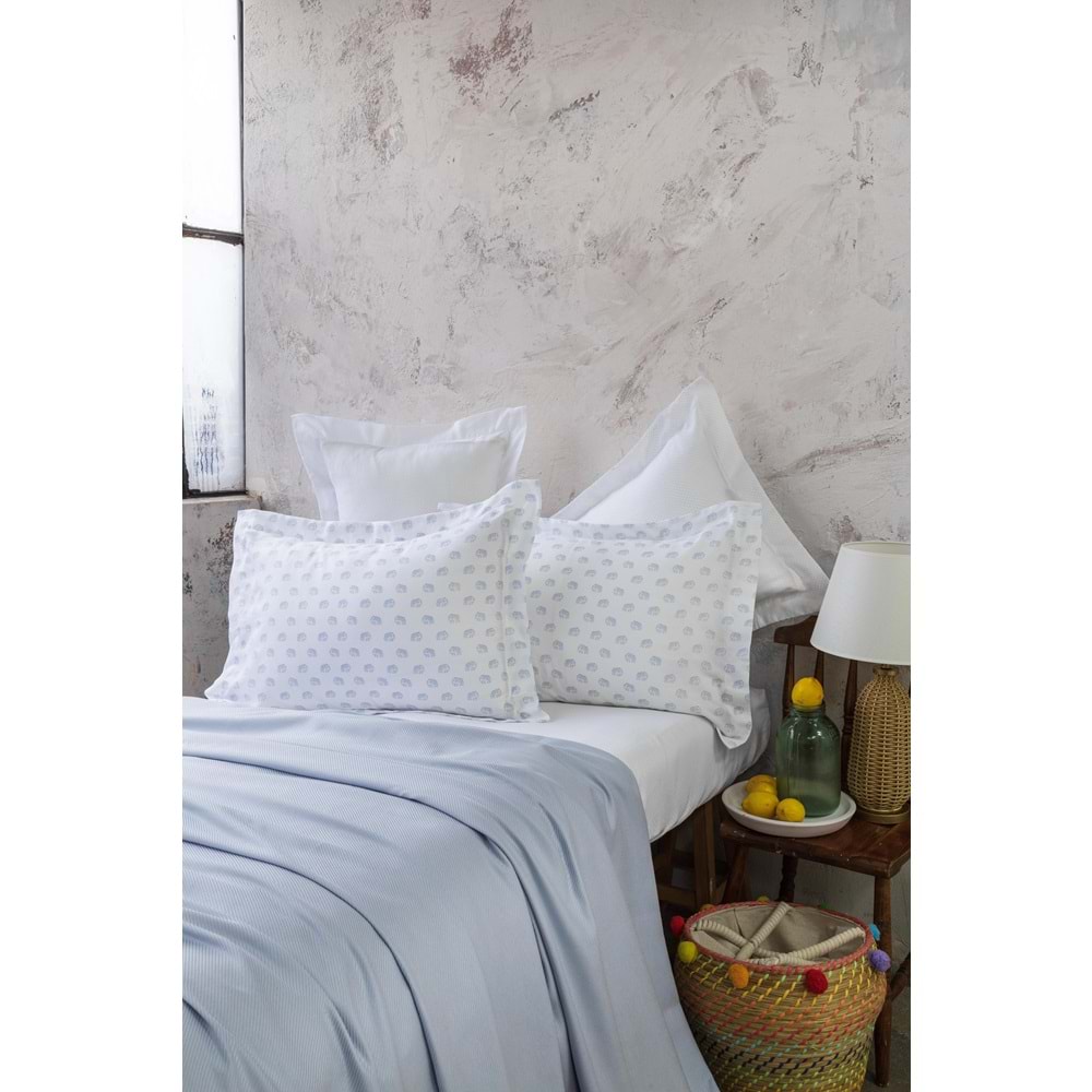 Apricitas Home ÇİFT KİŞİLİK BAMBU PIKE SET OLIVER BLUE - PIKE TAKIMI