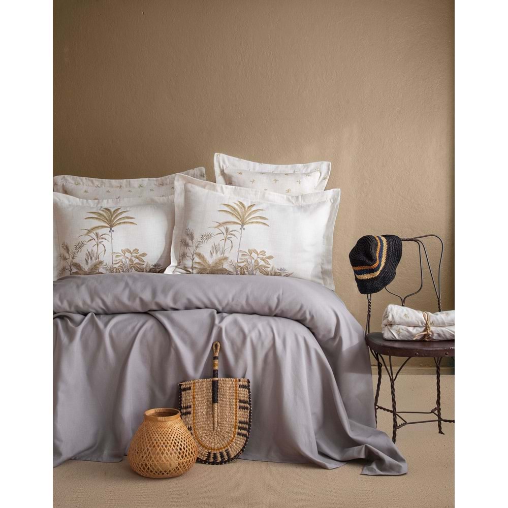 Apricitas Home Noble Gri Çift Kişilik Bambu Pike Seti