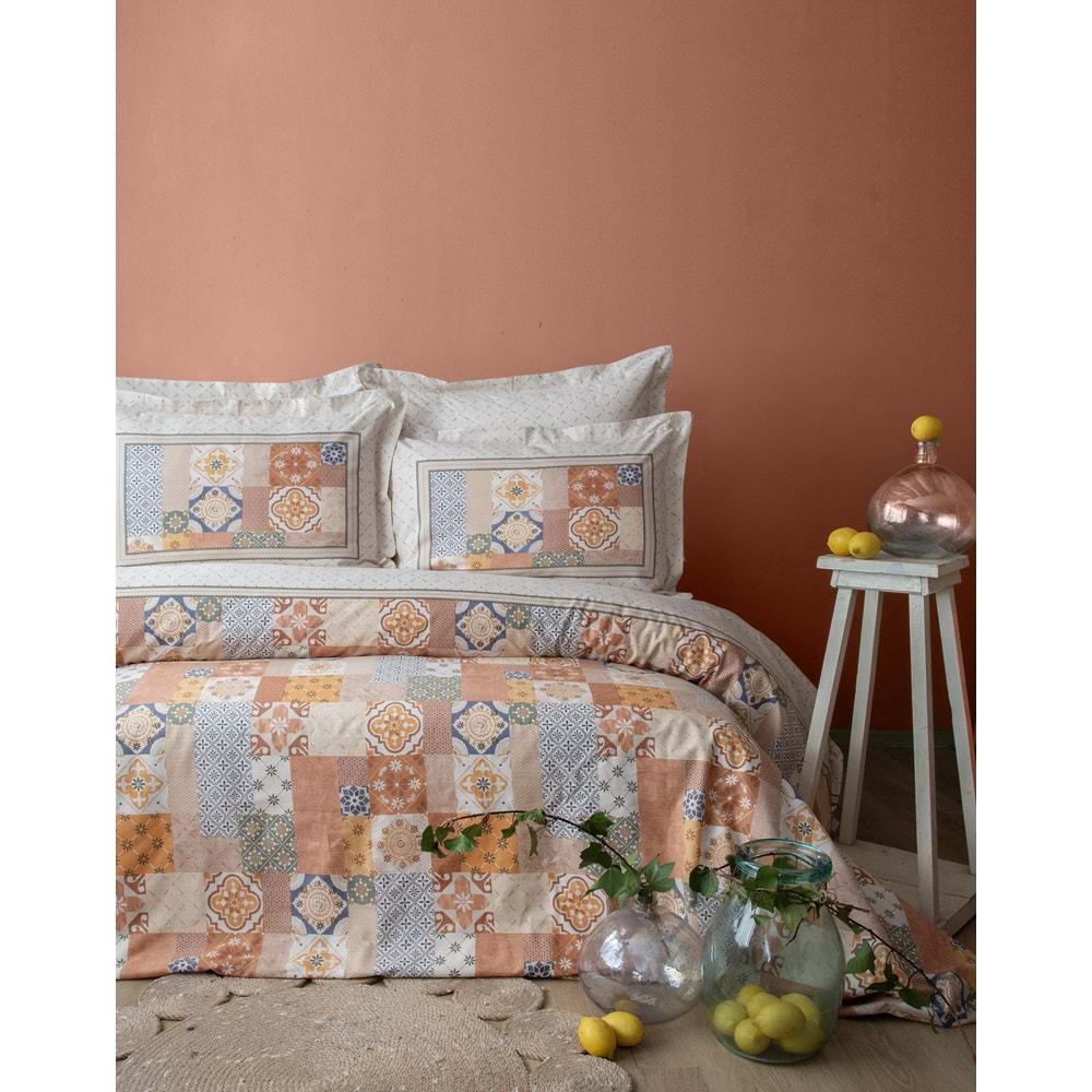 Apricitas Maude Terracota %100 Pamuk Çift Kişilik Nevresim Takımı