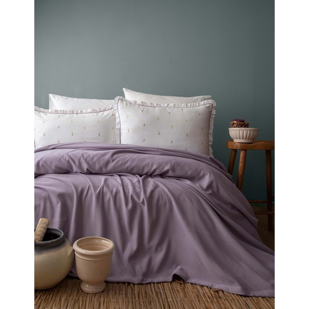 Apricitas Home Lily Mor Çift Kişilik Pike Takımı