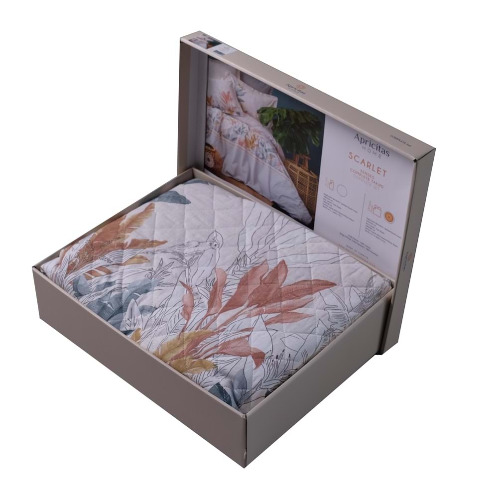 Apricitas Home Scarlet %100 Pamuk Kapitoneli Nevresim Takımı