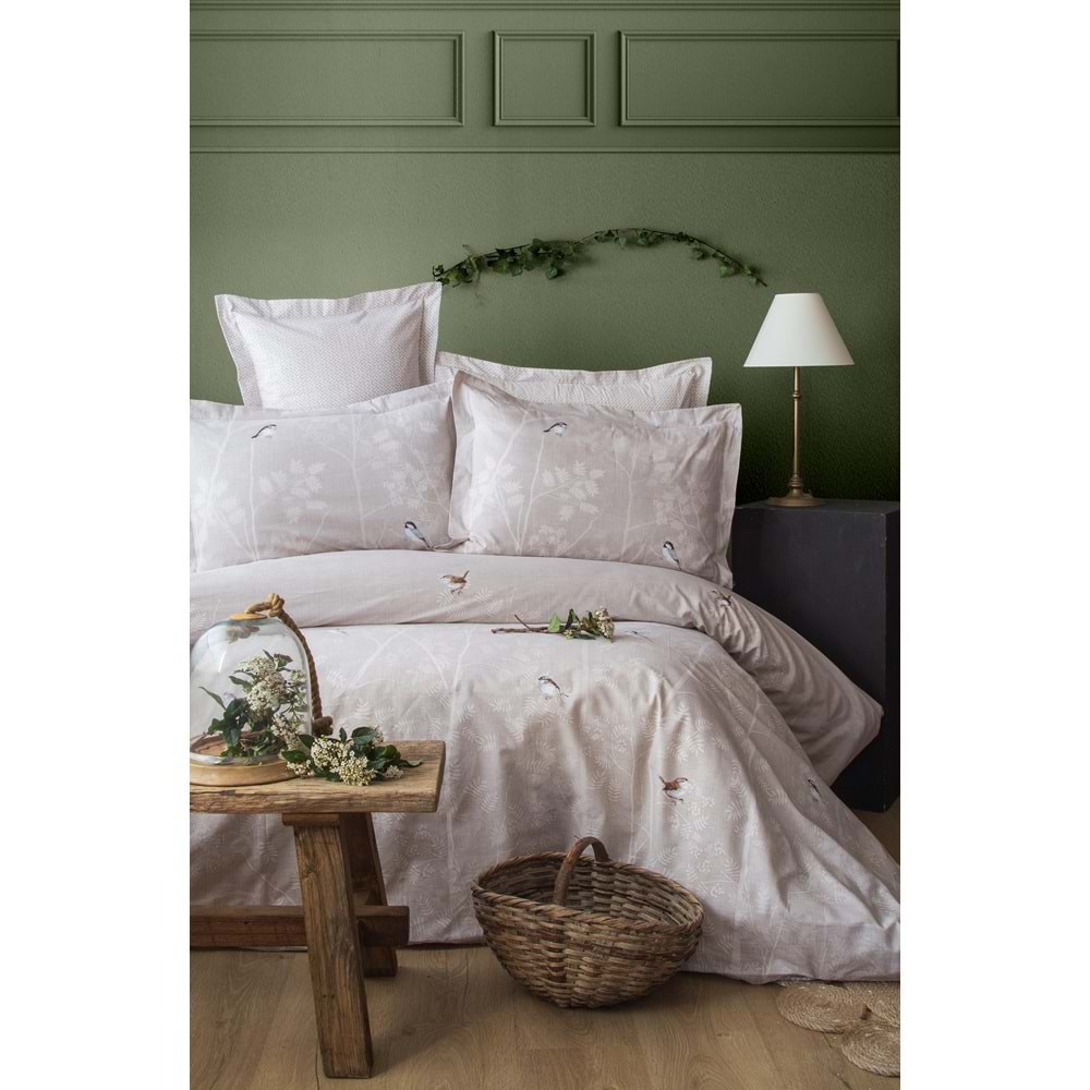 Apricitas Home Elysian Bej Çift Kişilik %100 Pamuk Kapitone Nevresim Takımı