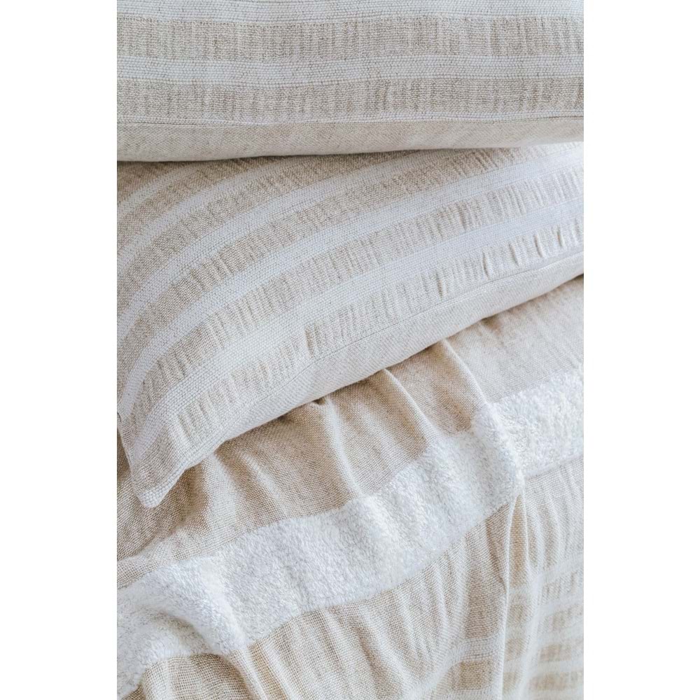 ÇİFT KİŞİLİK KETEN YATAK ÖRTÜSÜ SET BRULEE WHITE - YATAK ORTUSU