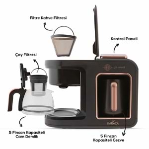 Karaca Hatır Plus Mod 5 in 1 Kahve Ve Çay Makinesi Black Copper