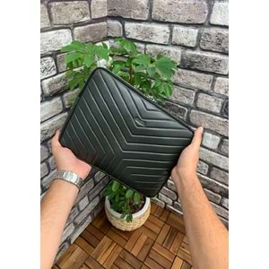 Guard Yeşil Deri Üçgen Desen Clutch Çanta, Tablet Çantası