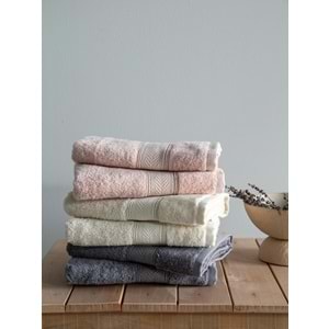 50x90 HAVLU SETI LOTUS EKRU-BLUSH-KOYU GRI - BANYO SETİ