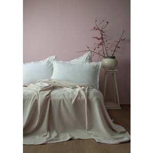 Apricitas ÇİFT KİŞİLİK PIKE SET PURE BEJ - NEVRESIMLI PIKE TAKIMI