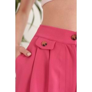 Qumika - Atlas Kumaş Pileli Şalvar Kadın Pantolon - 23Y086 - Yeşil - XL