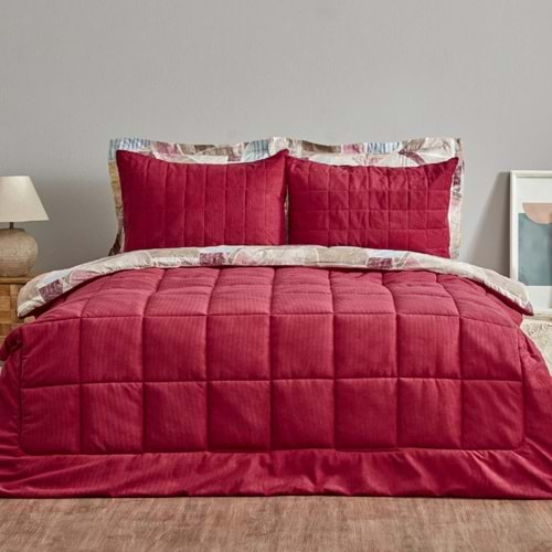 Karaca Home Lydia Çift Kişilik Stripe Comfort Set Bordo