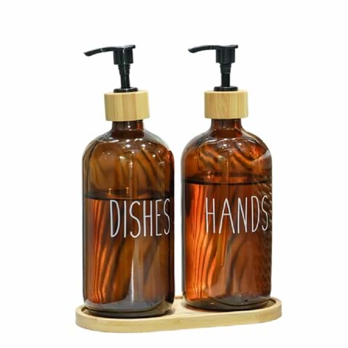 Dishes Hands 2li Amber Bambu Standlı Sıvı Sabunluk