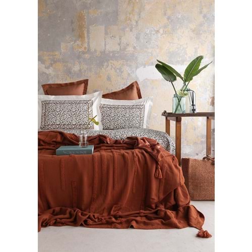ÇİFT KİŞİLİK TRIKOLU BATTANIYELI SET STAMPINO TERRACOTTA - NEVRESIM