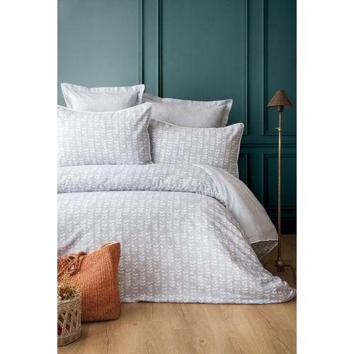 Apricitas Home Nancy Mavi Pamuk Krep Çift Kişilik Nevresim Takımı