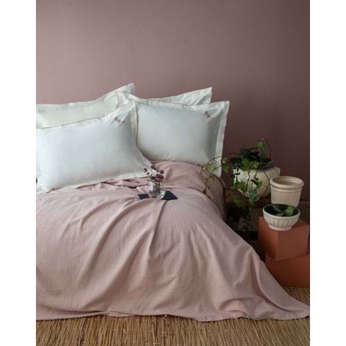 Apricitas TEK KİŞİLİK PIKE SET PURE BLUSH - NEVRESIMLI PIKE TAKIMI