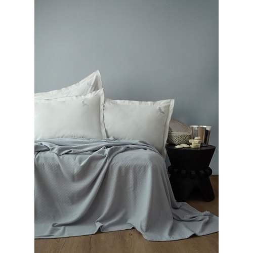 Apricitas TEK KİŞİLİK PIKE SET PURE INDIGO - NEVRESIMLI PIKE TAKIMI