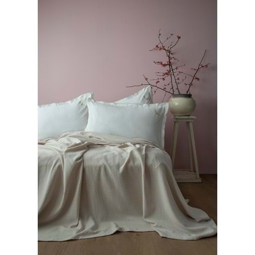Apricitas TEK KİŞİLİK PIKE SET PURE BEJ - NEVRESIMLI PIKE TAKIMI