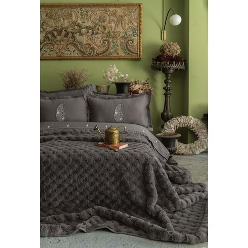 ÇİFT KİŞİLİK YATAK ÖRTÜLÜ SET SILVERFOX GRAY - YATAK ORTUSU
