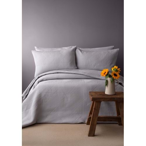 Apricitas ÇİFT KİŞİLİK YATAK ÖRTÜSÜ SET SAVOY GRI - YATAK ORTUSU SET