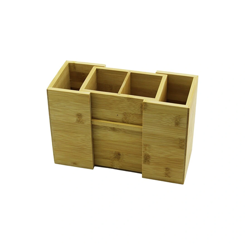 AÇ-KAPA - 2+2 BÖLMELİ TEZGAH ÜSTÜ BAMBU - AHŞAP KAŞIKLIK (5047)