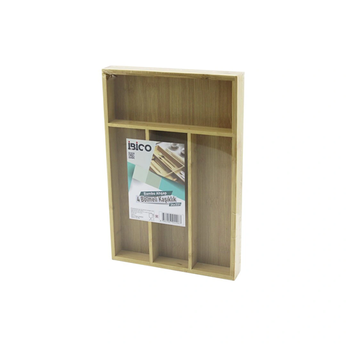 4 BÖLMELİ AHŞAP BAMBU KAŞIKLIK 24X33CM (5047)