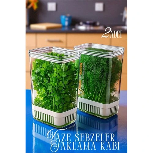 Yeşillik Saklama Kabı - Taze Yeşillik İçin - Soğan Maydanoz vb Yeşillik Saklama 2 Lİ set