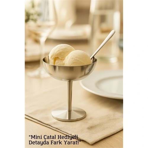 Gümüş Inox Çelik Ayaklı Dondurma ve Sunum Kasesi – Tatlı, Lokum ve Sunum Kabı