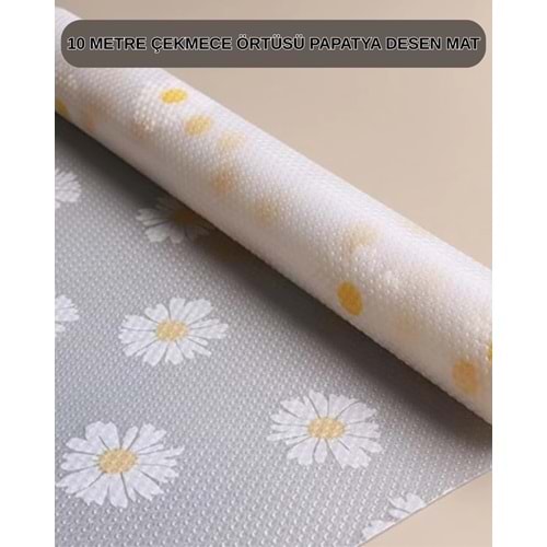 10 Metre Papatya Desenli Kaymaz Çok Amaçlı Dolap İçi Örtü