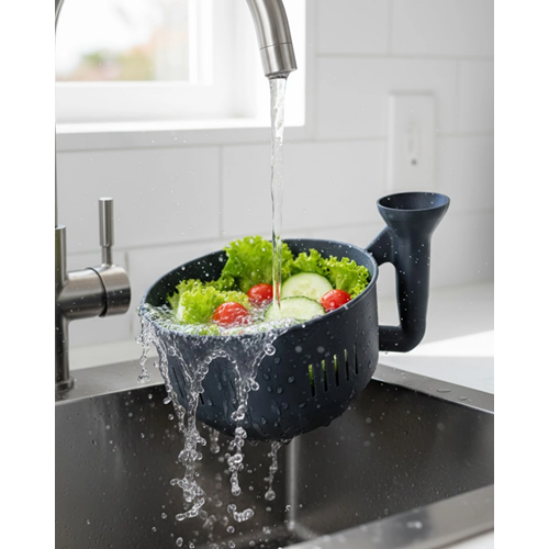 Modern Tasarımlı Sebze Yıkama Kabı Süzgeçli Pratik Mutfak Aparatı