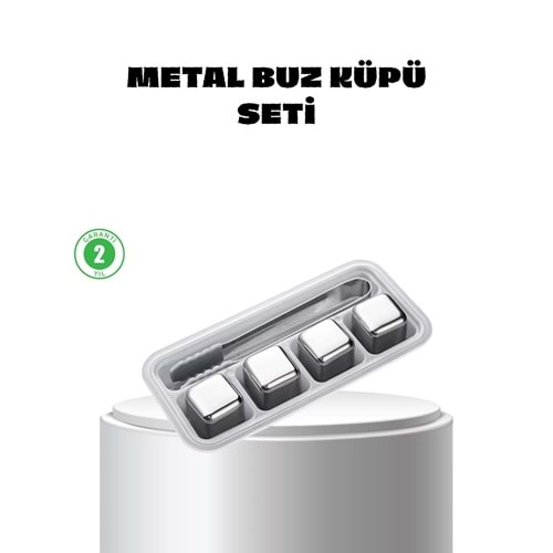 Paslanmaz Çelik Metal Buz Küpü Seti Sulandırmadan Soğutma ve Klips Dahil
