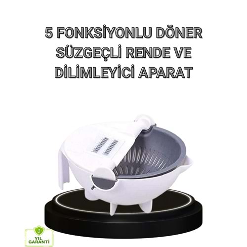 Çok Fonksiyonlu Döner Rende Süzgeç Hazneli Ergonomik Sebze Doğrayıcı