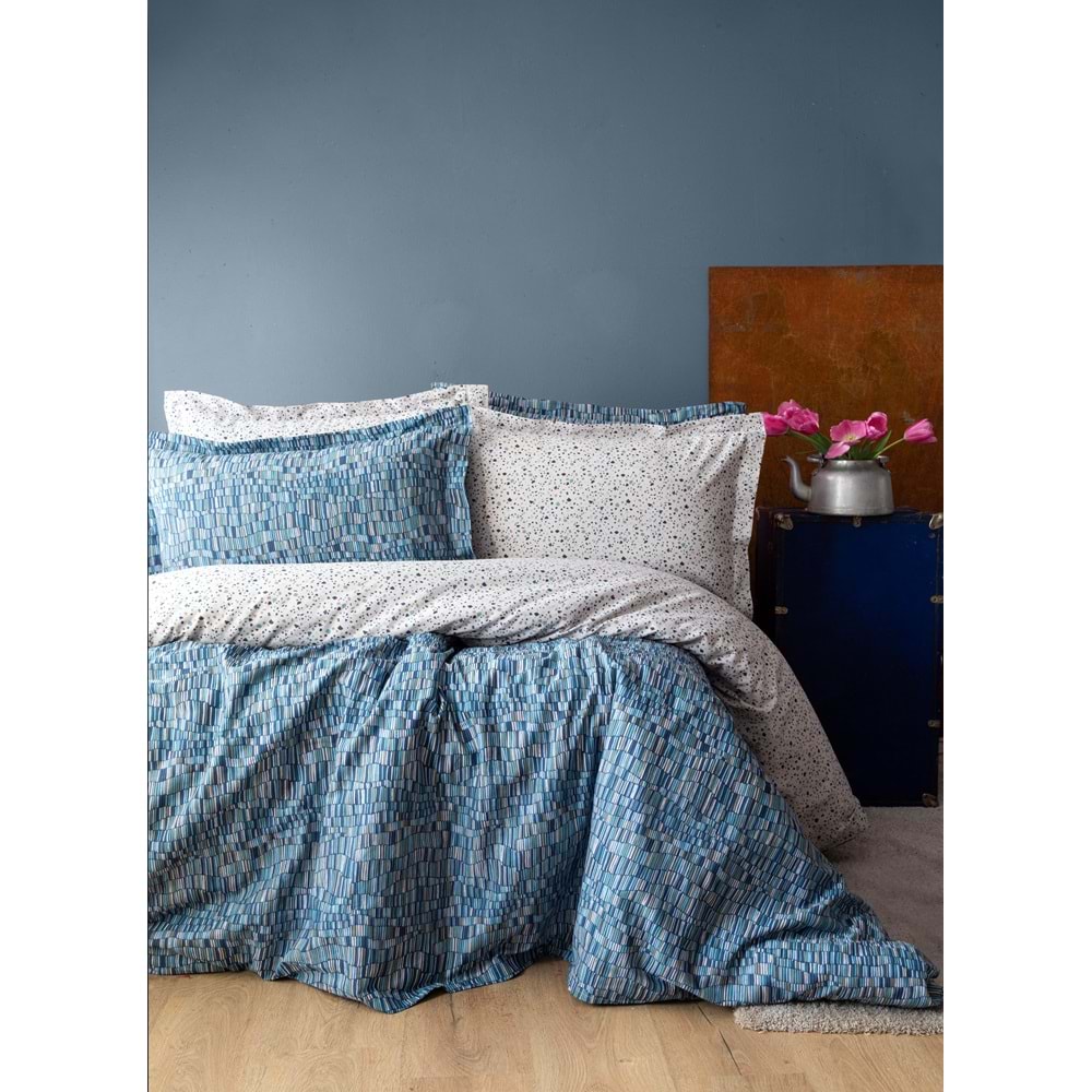 Apricitas TEK KİŞİLİK PIKE TAKIMI LEROS INDIGO - PIKE TAKIMI