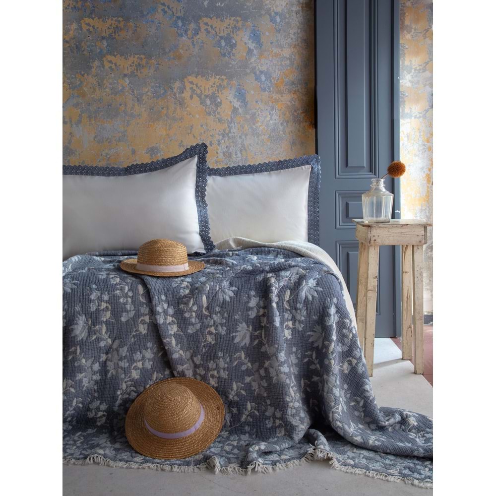 ÇİFT KİŞİLİK YATAK ÖRTÜSÜ TAKIMI MARBELLA INDIGO - YATAK ORTUSU
