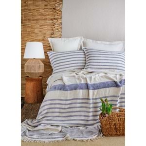 ÇİFT KİŞİLİK KETEN YATAK ÖRTÜSÜ SETİ BRULEE DENIM - YATAK ORTUSU