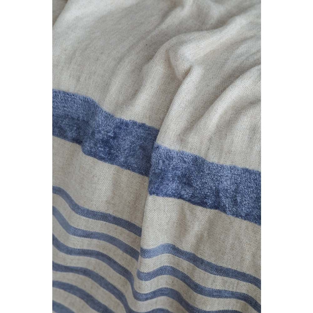 ÇİFT KİŞİLİK KETEN YATAK ÖRTÜSÜ SETİ BRULEE DENIM - YATAK ORTUSU