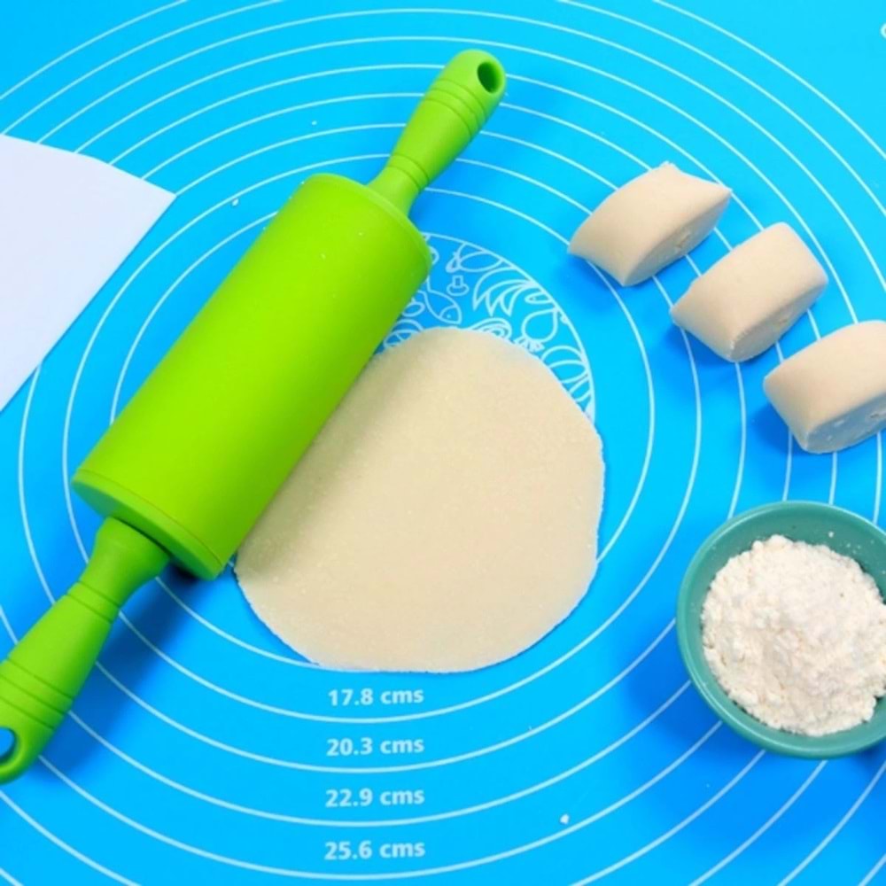 40*50 cm Silikon Ölçekli Kullanımı Kolay Hamur Açma Matı Ekmek Mantı Makarna Hamuru Yoğurma Matı (5047)