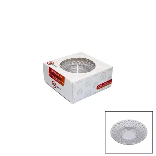 6 PARÇA ÇAY TABAK KALP DESENLİ ŞEFFAF - BEYAZ MİKA KRİSTAL (5047)