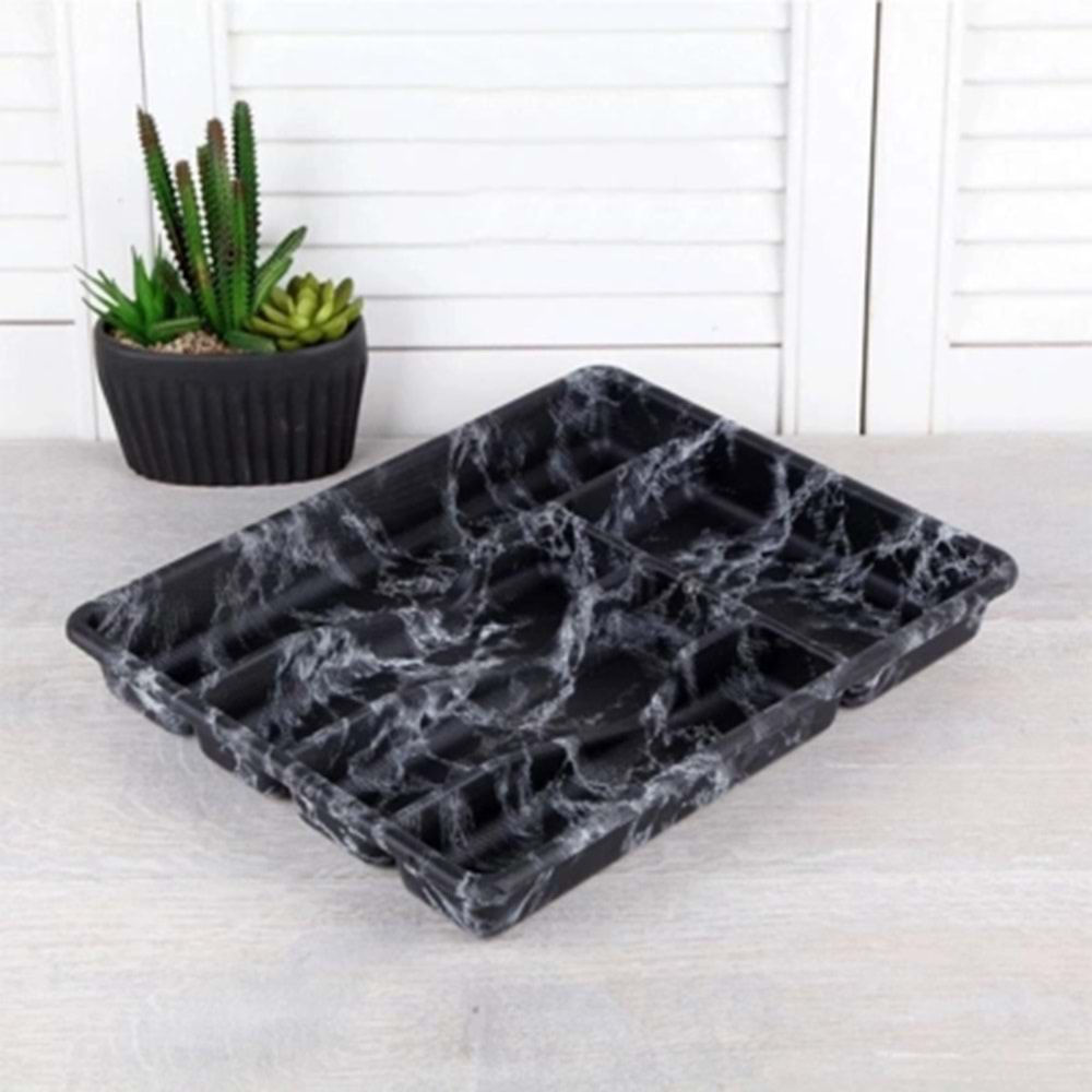 SİYAH - 5 BÖLMELİ ÇEKMECE İÇİ KAŞIKLIK 36X29CM (5047)