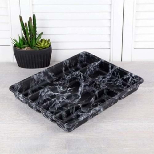 SİYAH - 5 BÖLMELİ ÇEKMECE İÇİ KAŞIKLIK 36X29CM (5047)