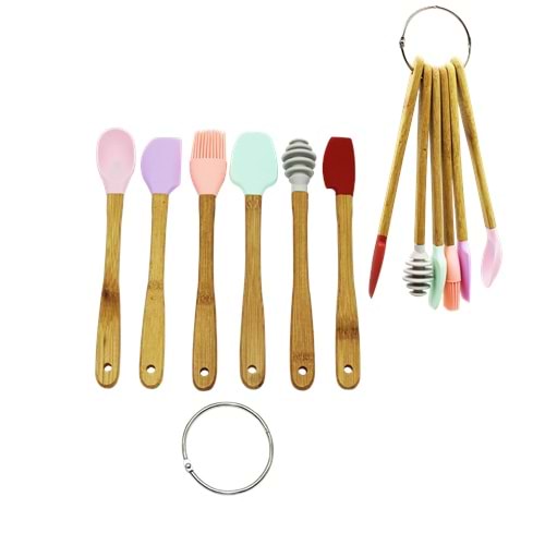 6 PARÇA MiNİ AHŞAP SAPLI SİLİKON MUTFAK SET (5047)
