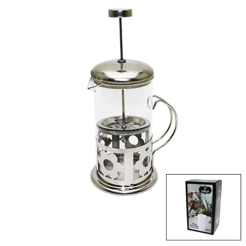 FRENCH PRESS 600ML CAM BİTKİ SÜZGEÇİ METAL KAFES - KAPAK (5047)