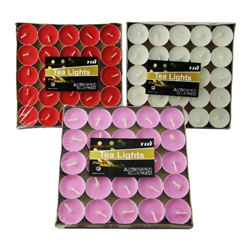 25 PARÇA RENKLİ TEA LİGHT MUM (5047)