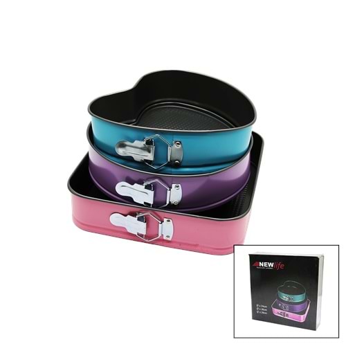 3 PARÇA SET METAL KEK KALIP KELEPÇELİ KALP - KARE - YUVARLAK (5047)