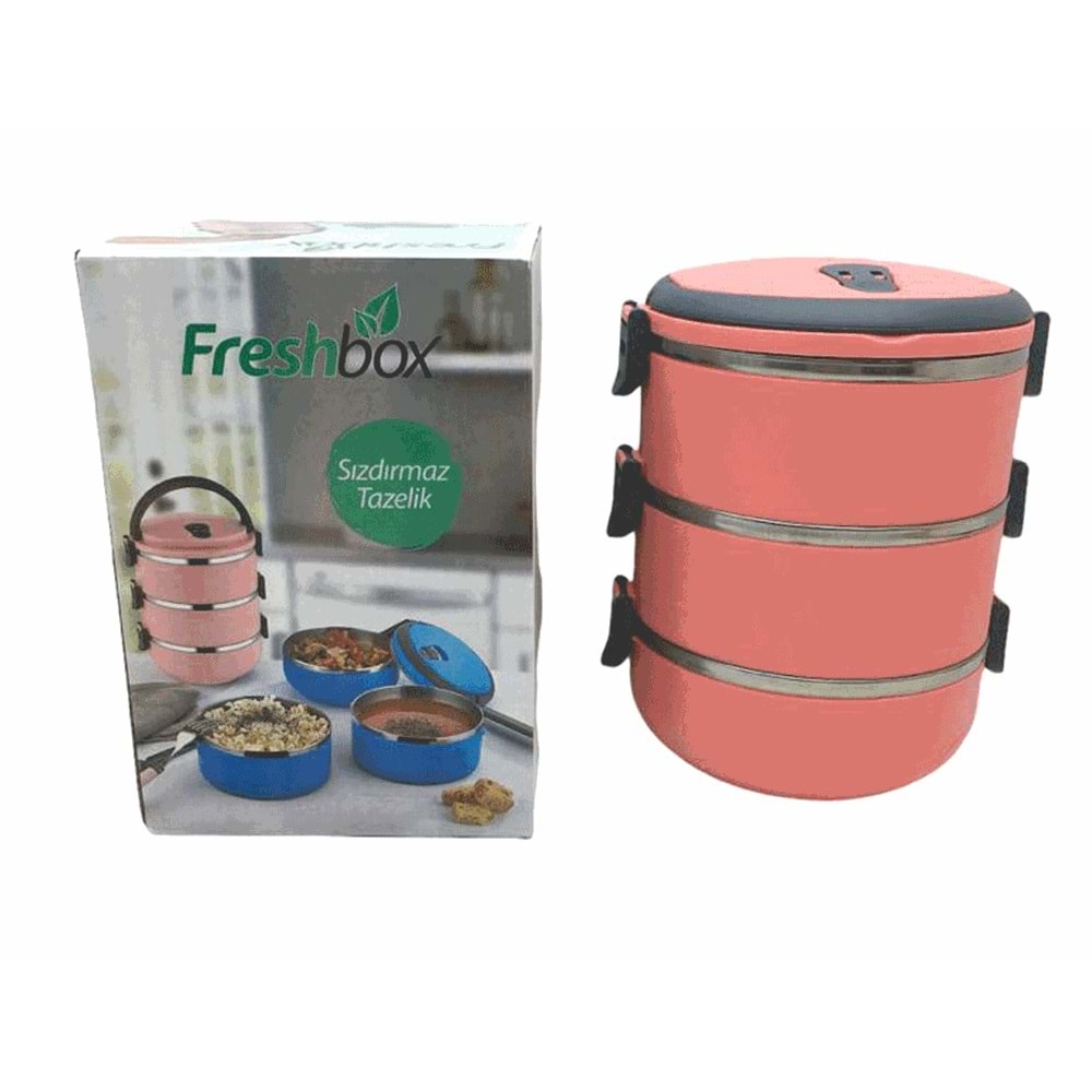 KOYU PEMBE 3LÜ SEFER TASI SAKLAMA KABI 1.8LT (5047)